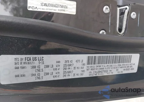 2016 Jeep Compass Sport from USA, damaged, VIN 1C4NJDBB4GD756524